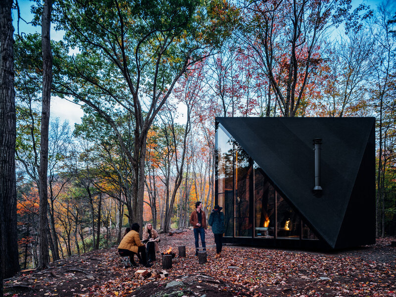 Modern Cabin in Forest — Black
