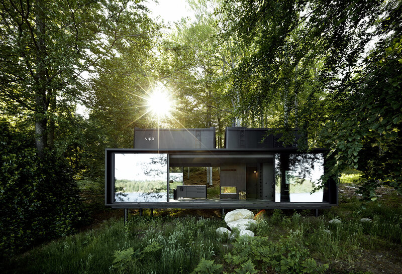 Modern Cabin in Forest — Green, Serene