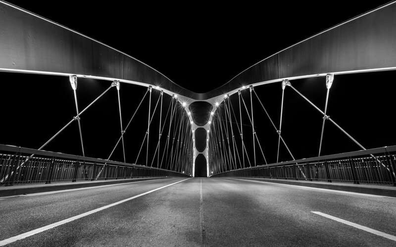 Modern Cable-stayed Bridge — Black, Dramatic, Night