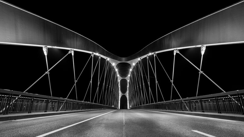 Modern Cable-stayed Bridge — Black, Dramatic