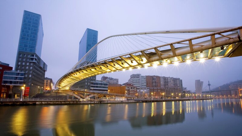 Modern Cable-stayed Bridge — Blue, Calm, Night