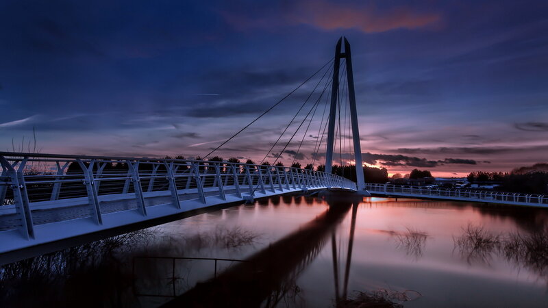 Modern Cable-stayed Bridge — Blue, Dramatic