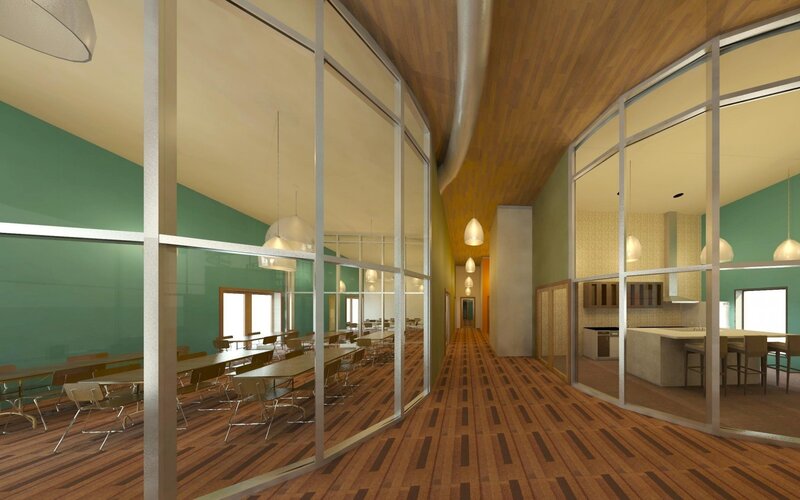 Modern Cafeteria Interior — Brown