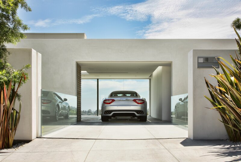 Modern car garage with luxury vehicle