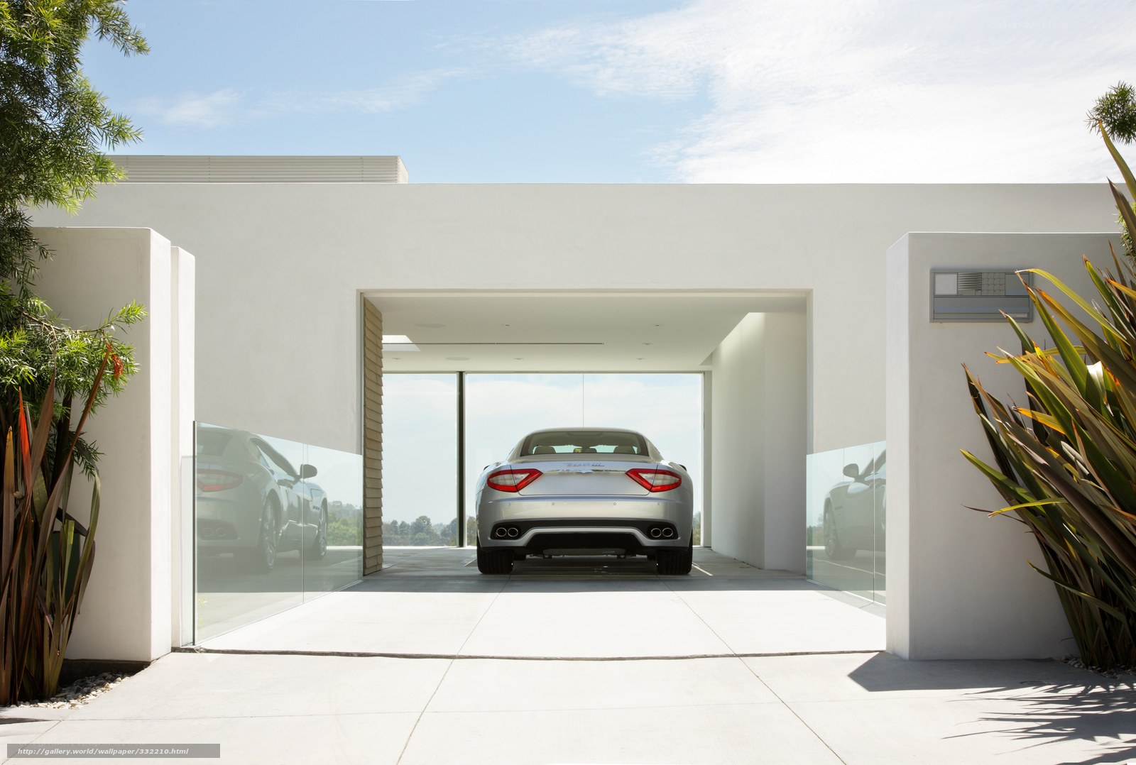 Modern car garage with Maserati