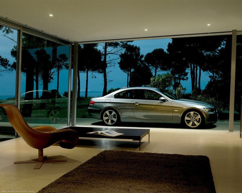 Modern car in a luxury living room