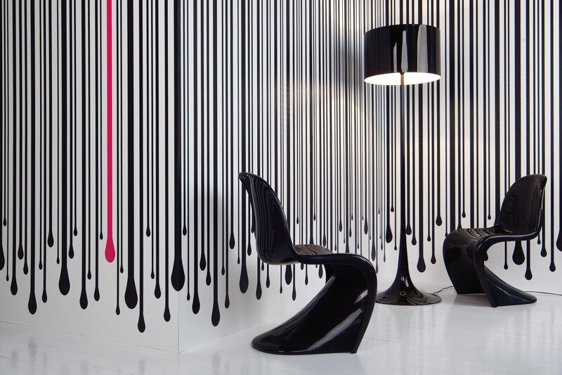 Modern chairs in art gallery