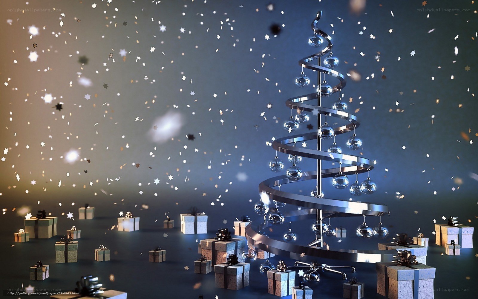 Modern Christmas tree with gifts