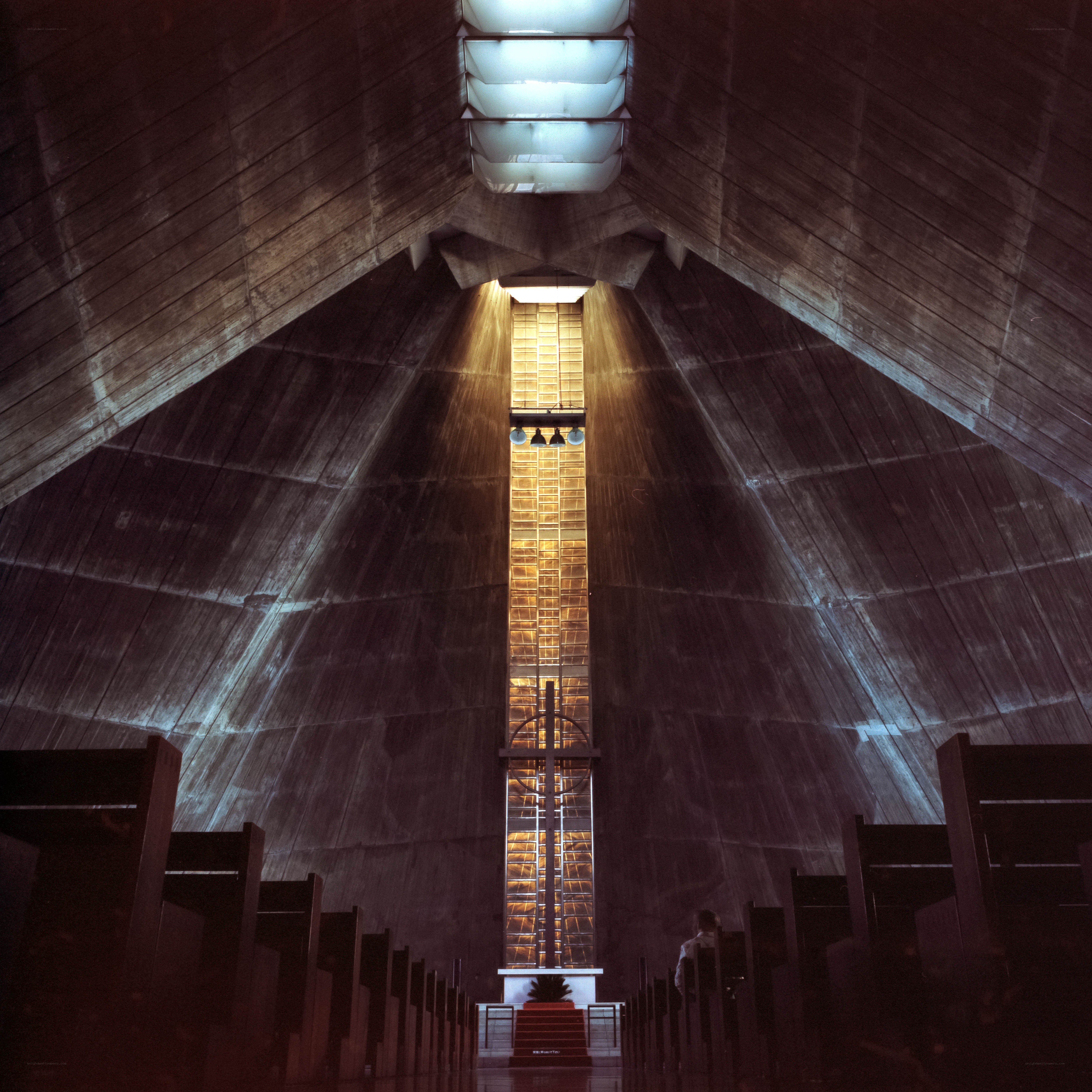 Modern church interior with light