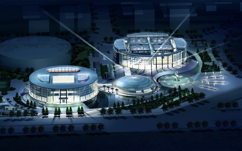 Modern circular building complex
