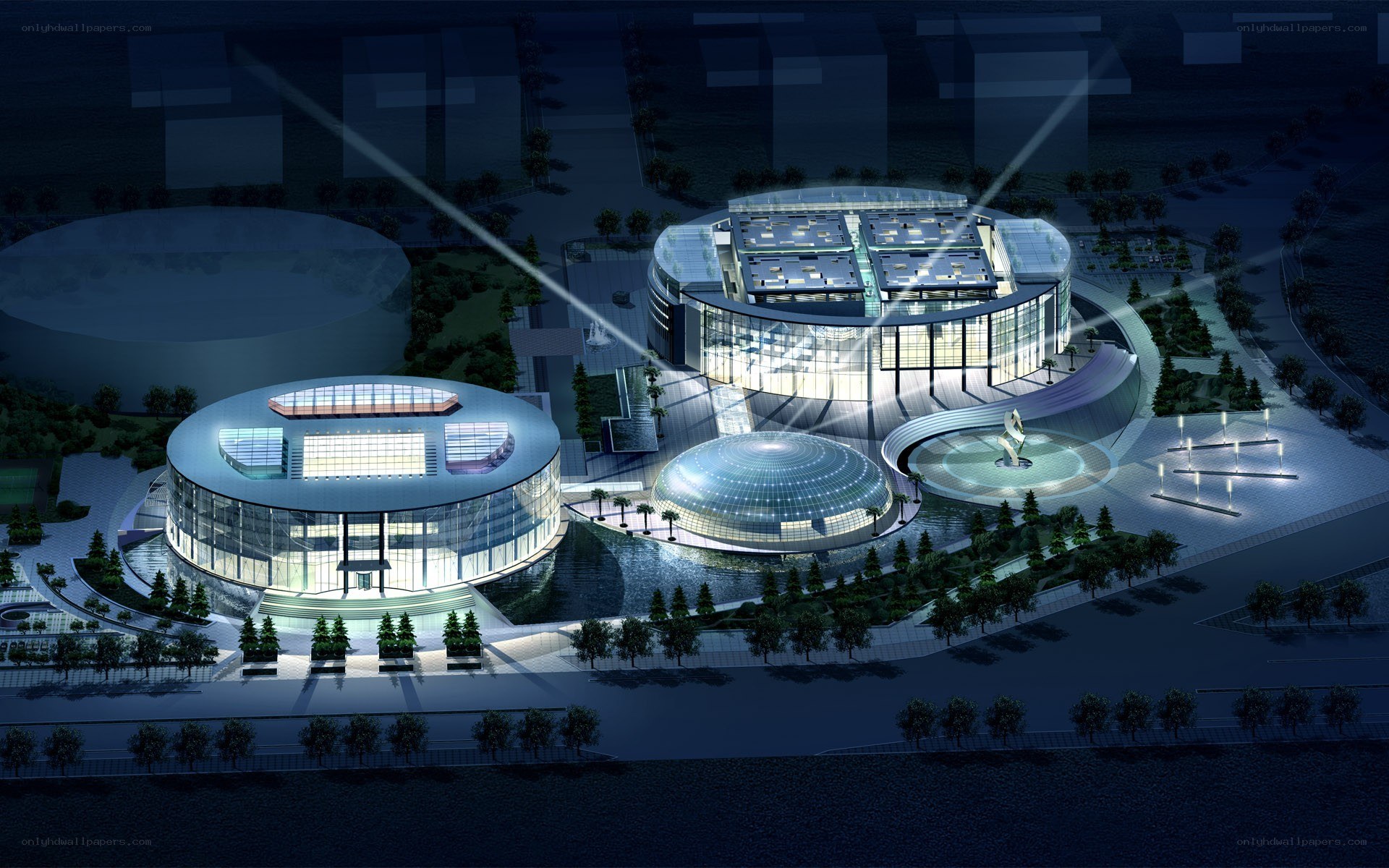 Modern circular building complex