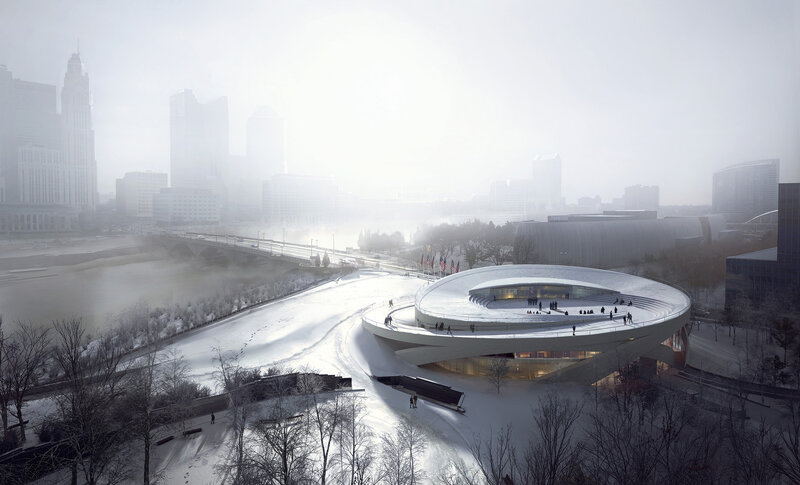 Modern Circular Building — White