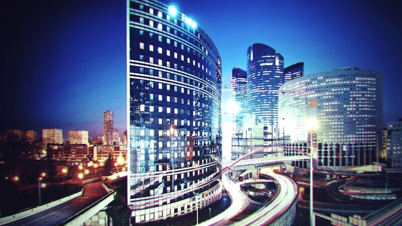 modern city skyline at night