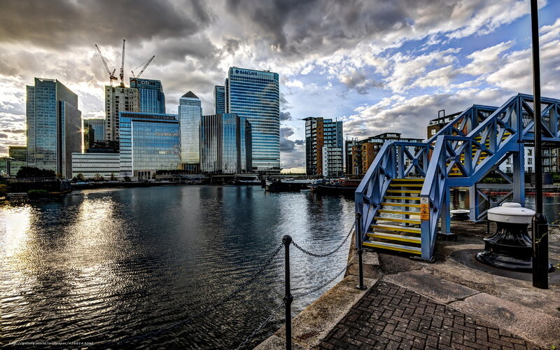 Modern City Skyline — Blue, Dramatic, Sunset, Photograph, Skyscrapers