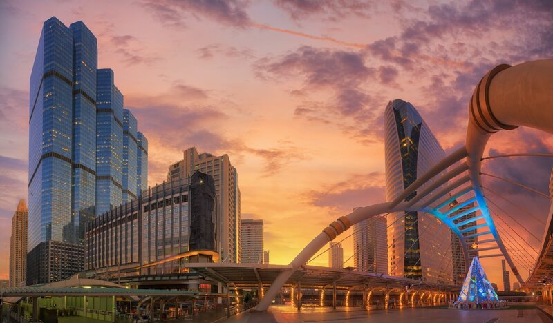 Modern City Skyline — Orange