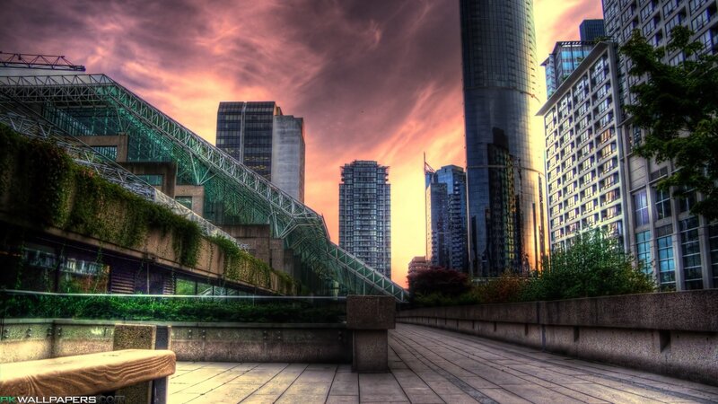 Modern City Skyline — Purple, Dramatic