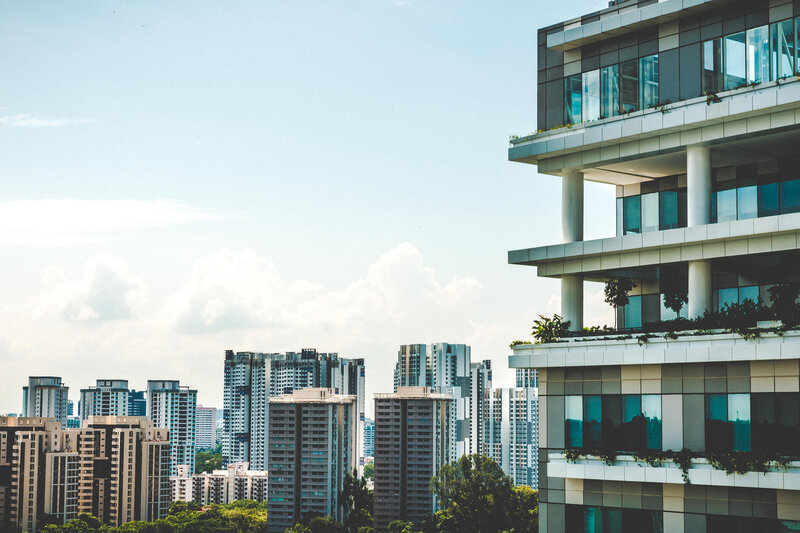 Modern city skyline with high-rises