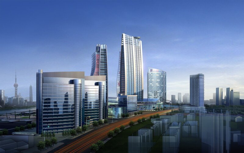 modern city skyline with skyscrapers