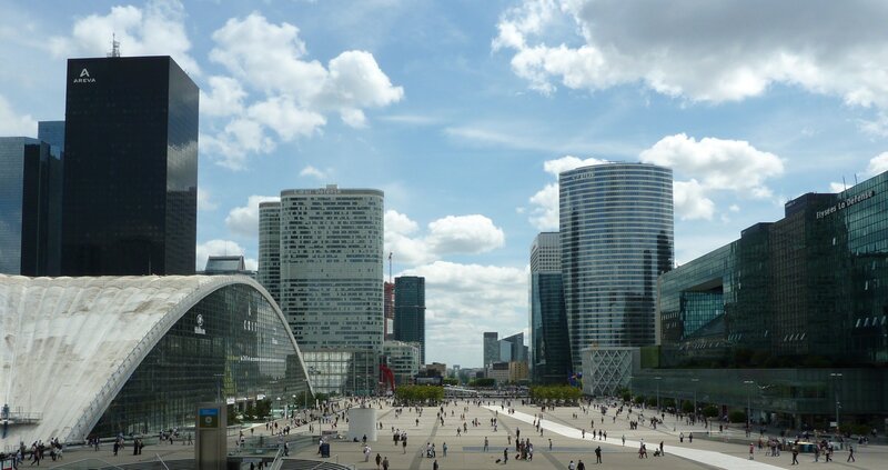 Modern city skyline with skyscrapers