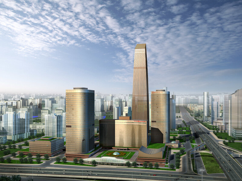 modern city skyline with skyscrapers