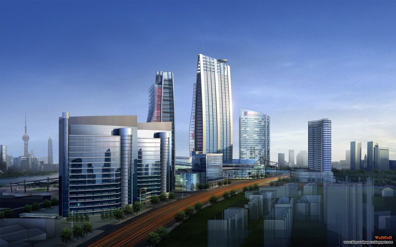 modern city skyline with skyscrapers