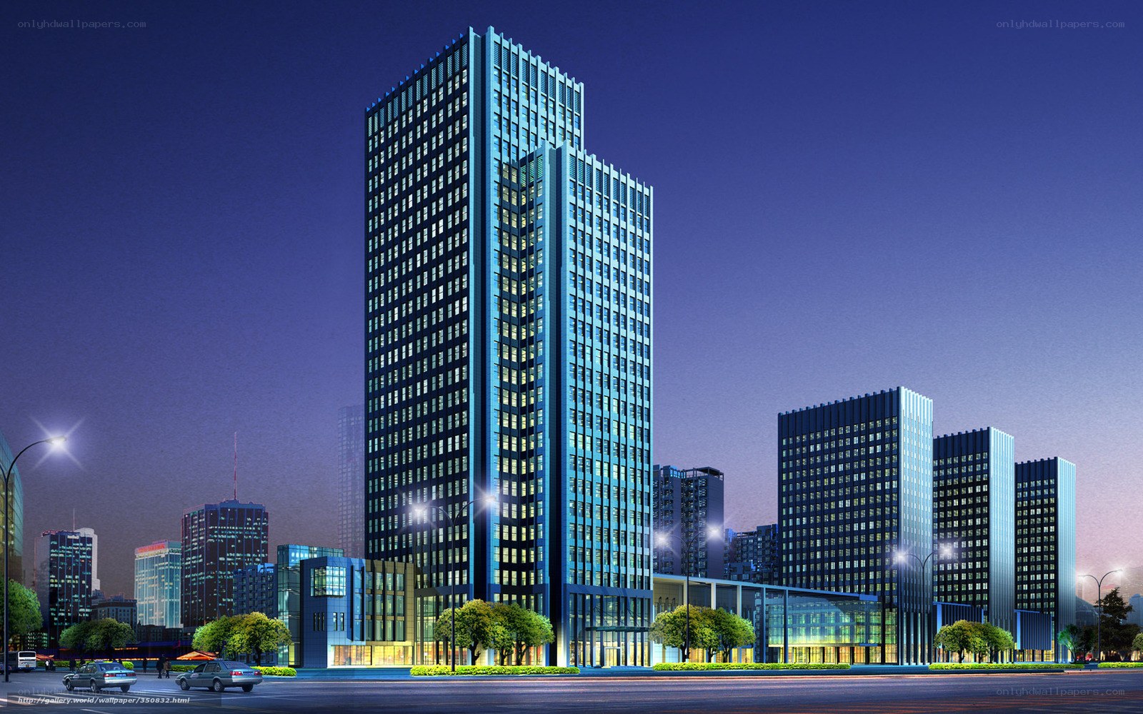 modern city skyscraper at night