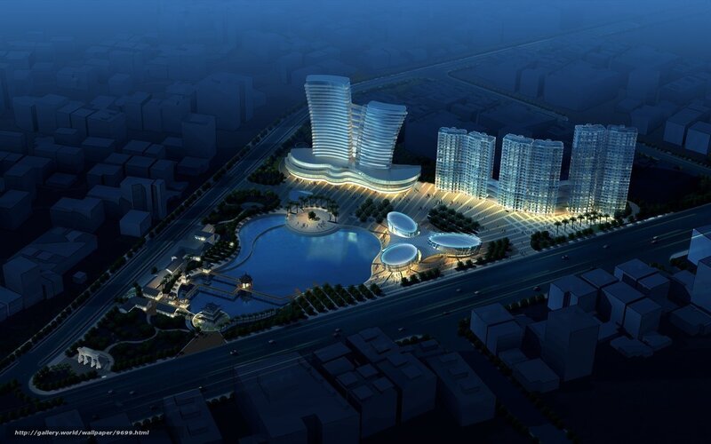Modern cityscape at night