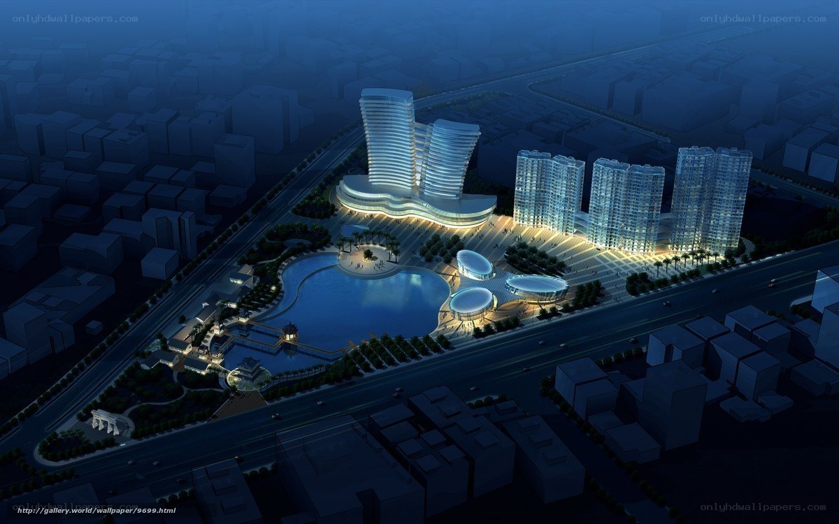 Modern cityscape at night