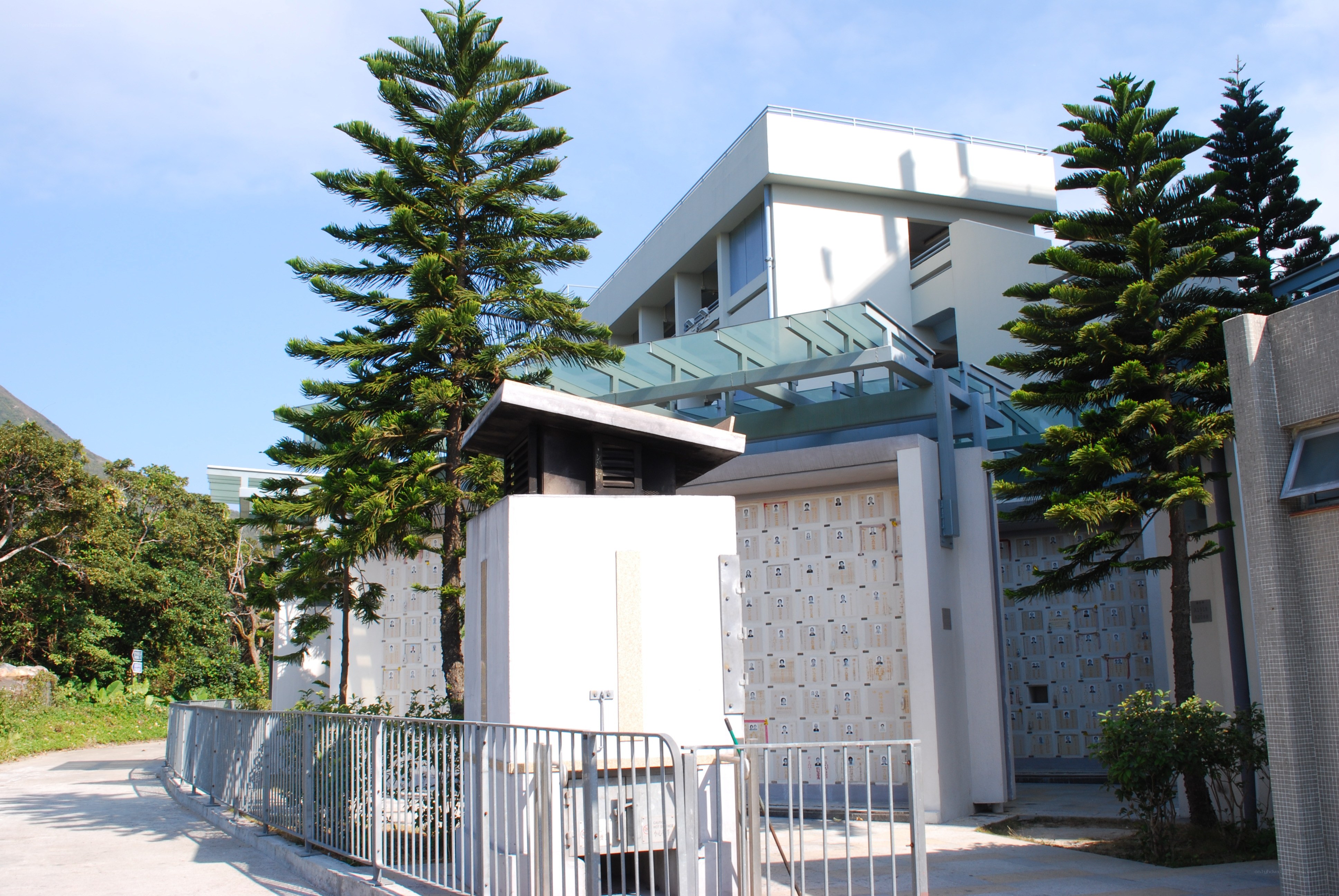 Modern columbarium with trees