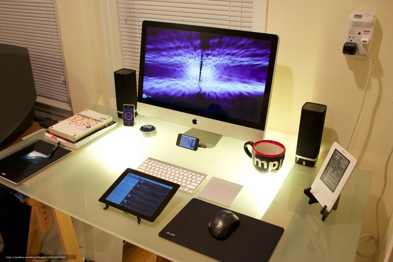 modern computer desk setup