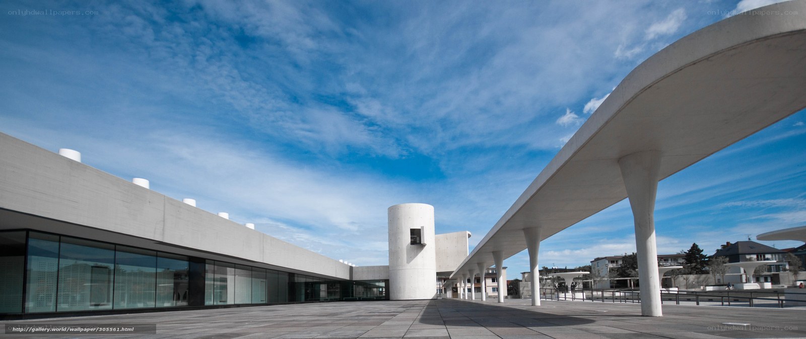 Modern concrete architecture under blue sky