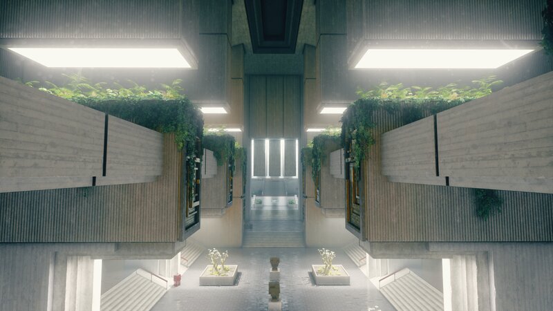 Modern Concrete Atrium