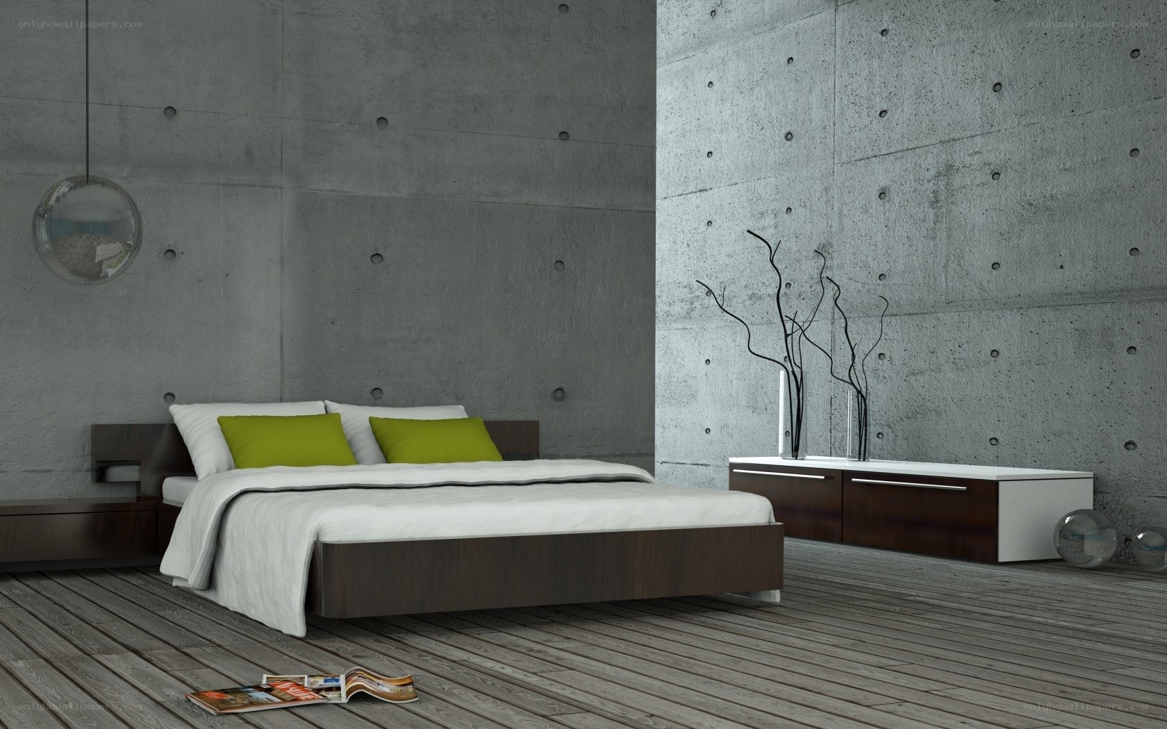 Modern concrete bedroom