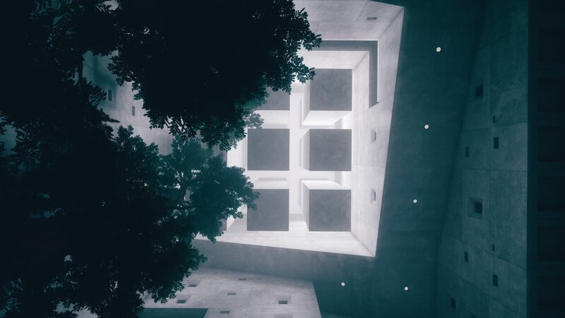 Modern Concrete Building — Gray, Serene