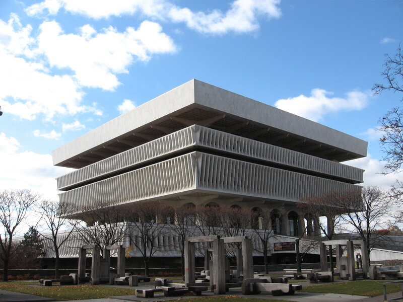 modern concrete building with sky