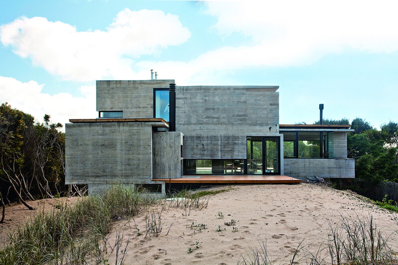 Modern Concrete House — Gray, Serene, Afternoon, Photograph, Sand Dune