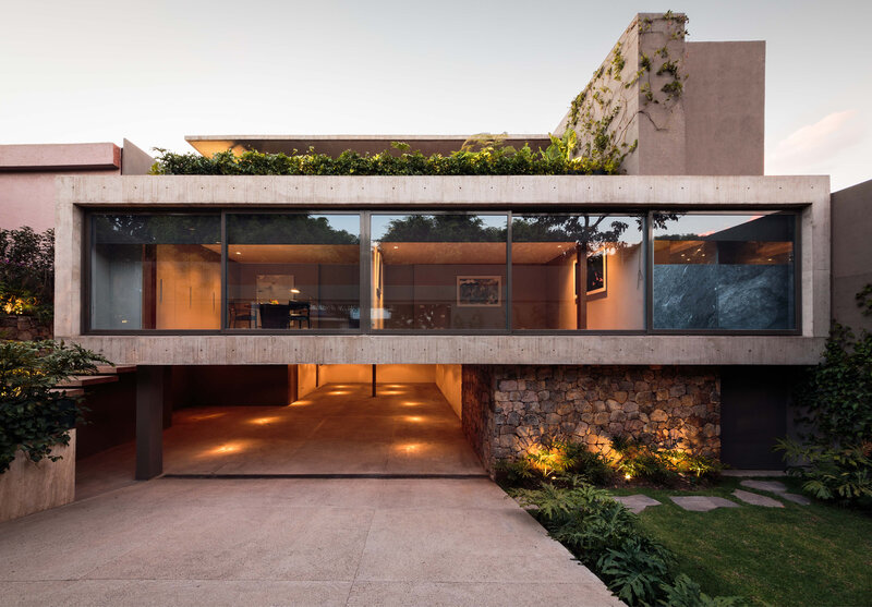 Modern Concrete House — Gray, Serene, Sunset, Photograph