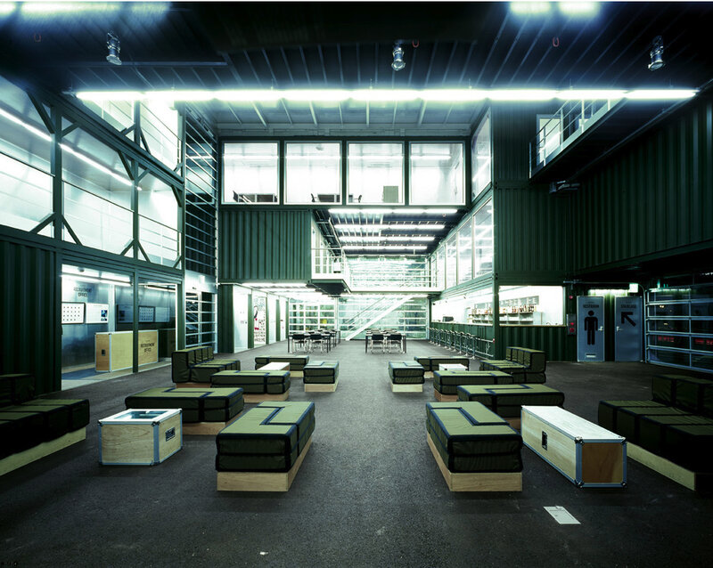 Modern container building interior