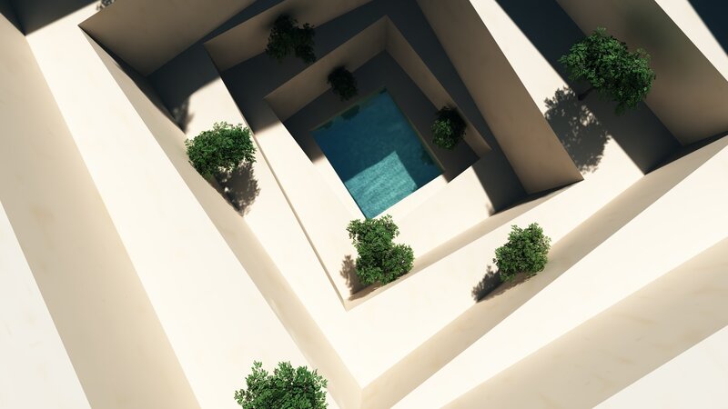 Modern Courtyard with Pool