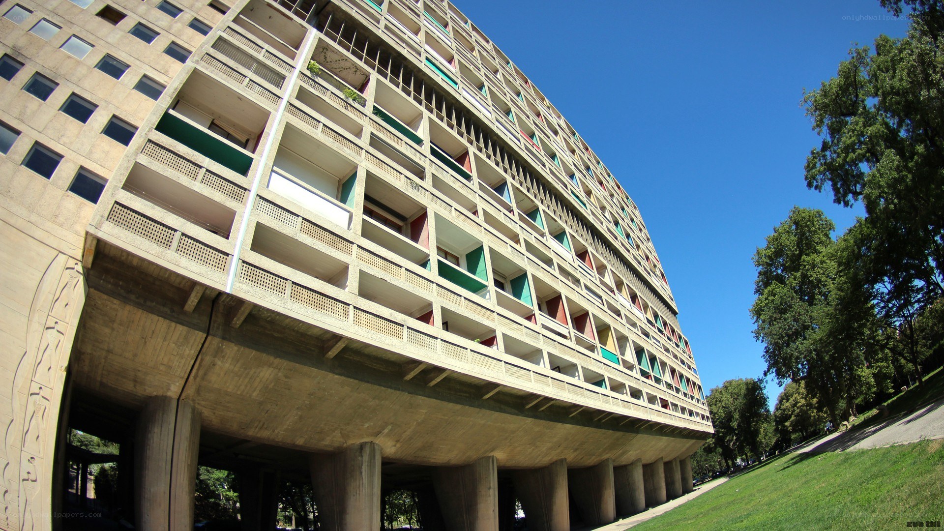 Modern curved apartment building