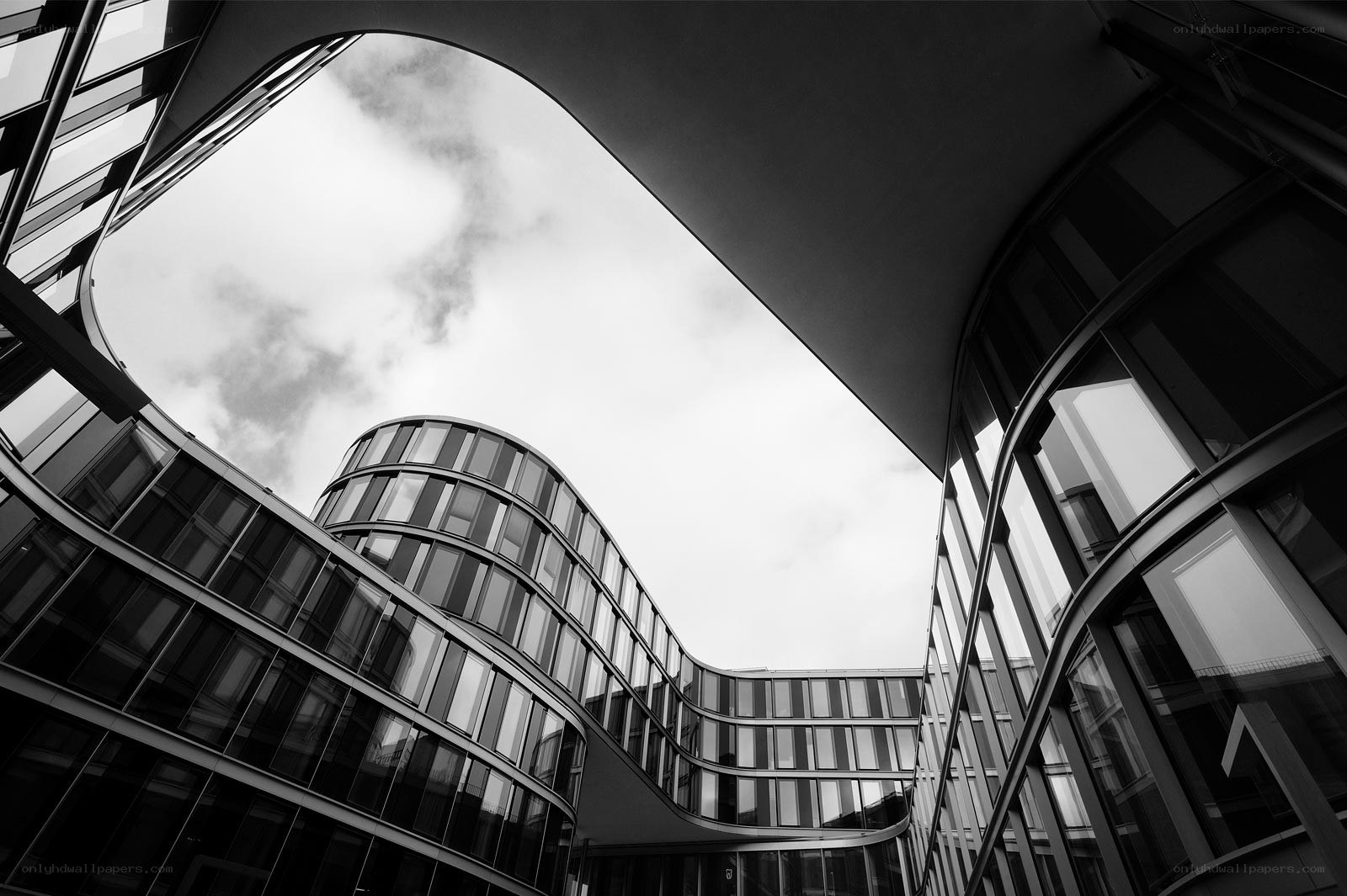 modern curved glass building
