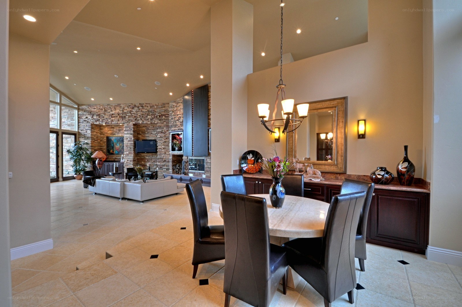 Modern dining and living area