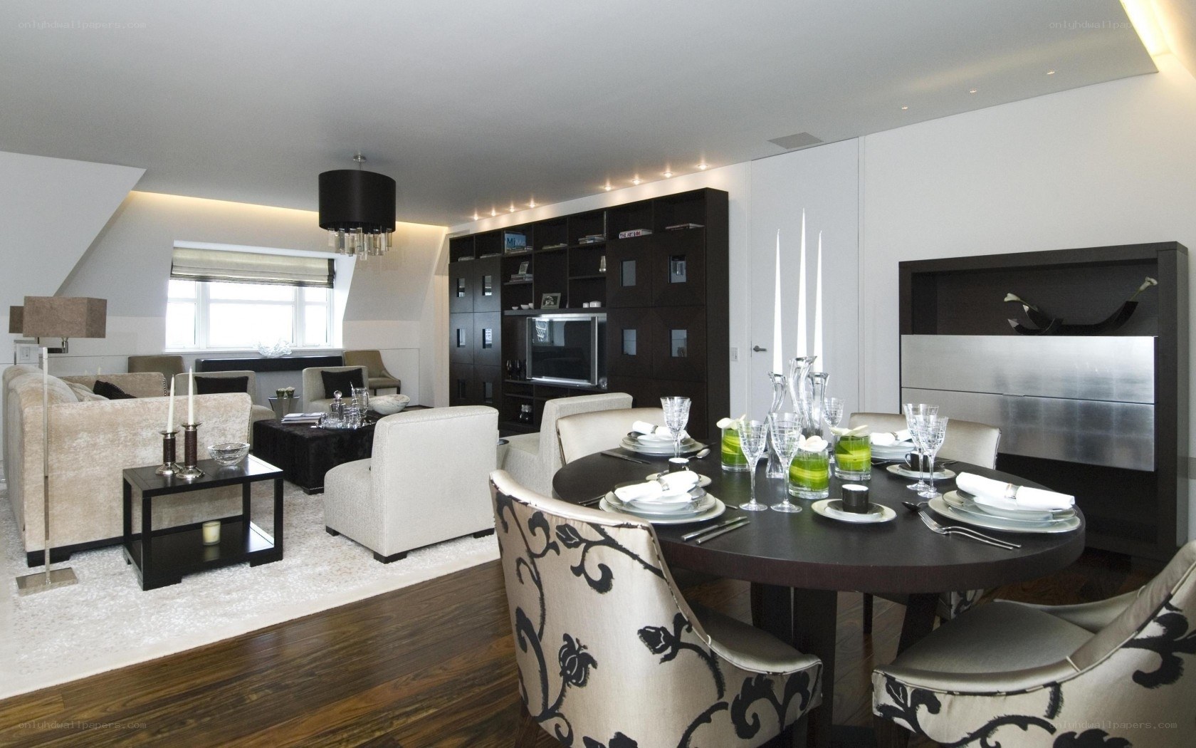 Modern dining and living room