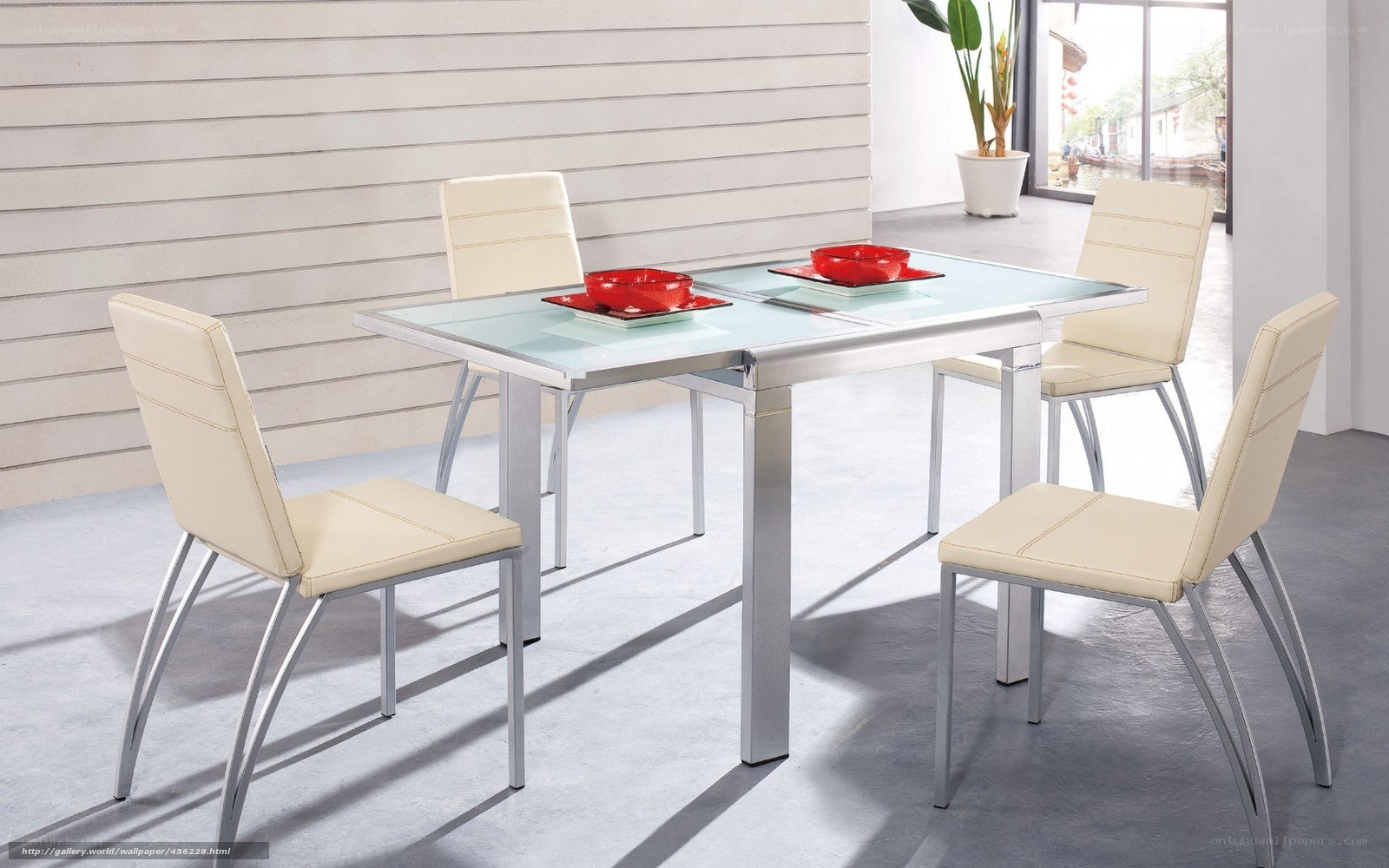 modern dining set with glass table