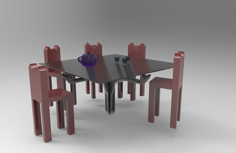Modern dining set with teapot