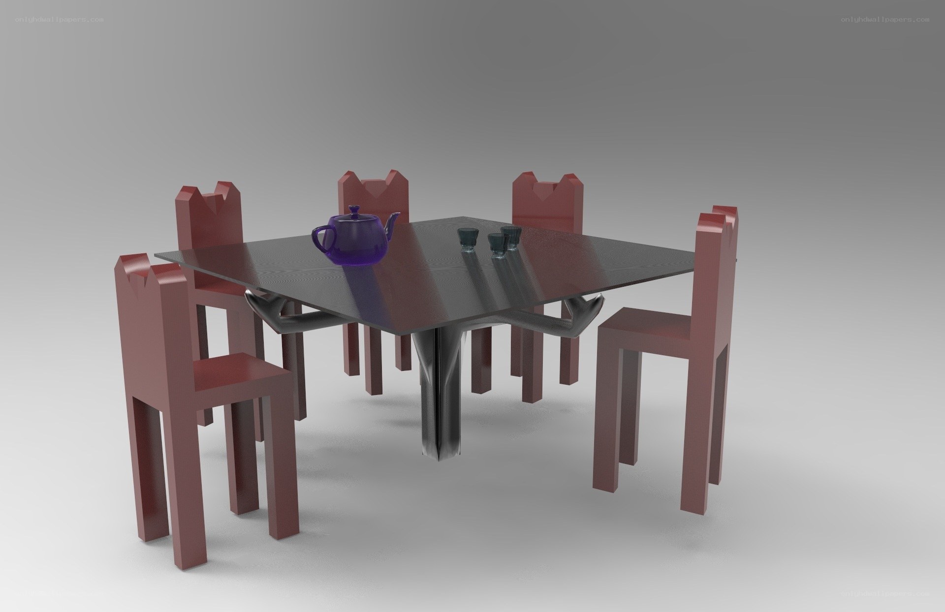 Modern dining set with teapot