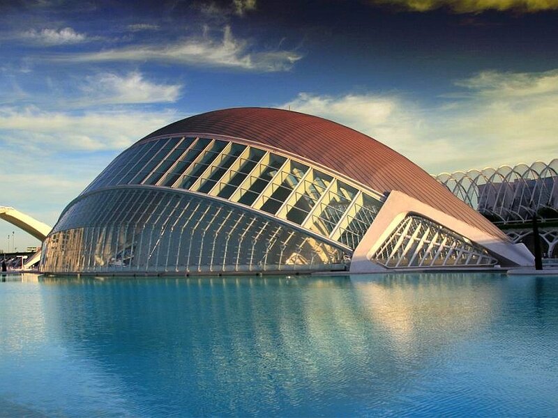 Modern dome building by water