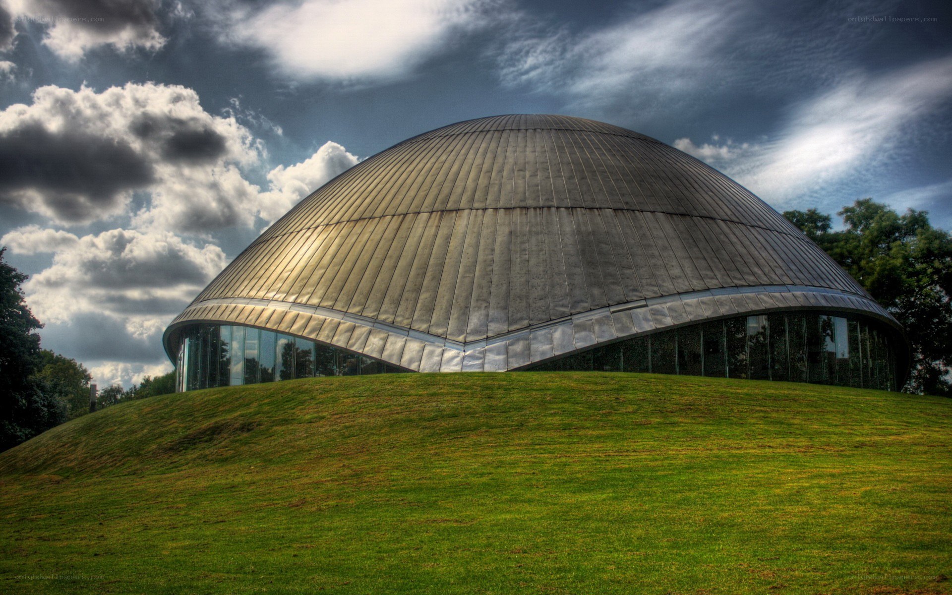 modern dome building on a hill