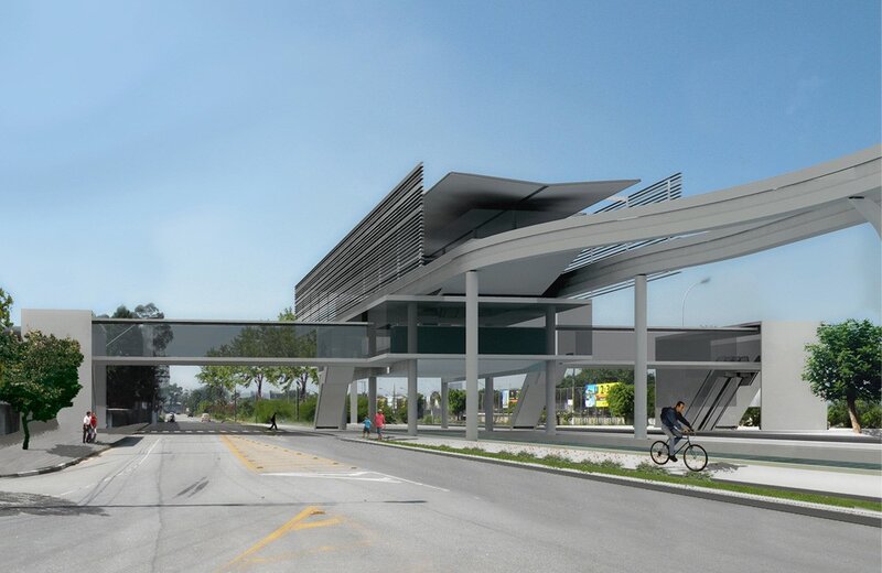 Modern elevated transit station
