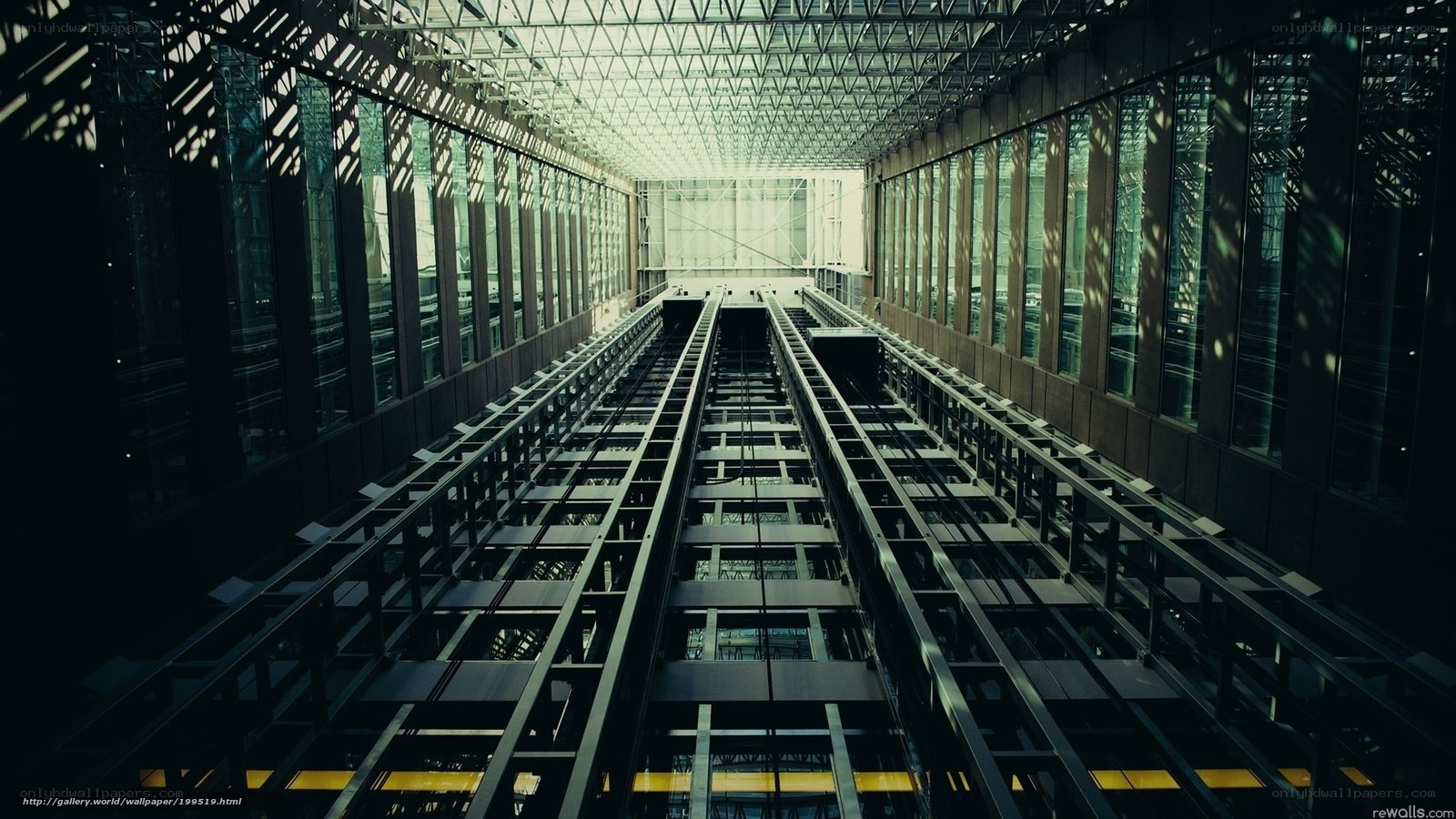 Modern elevator shaft interior